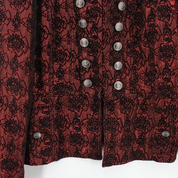 Vintage CASS Jacket Womens Red Knit Button Front Abstract Pattern Large 80s Rare - Picture 3 of 10